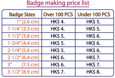badge making price list